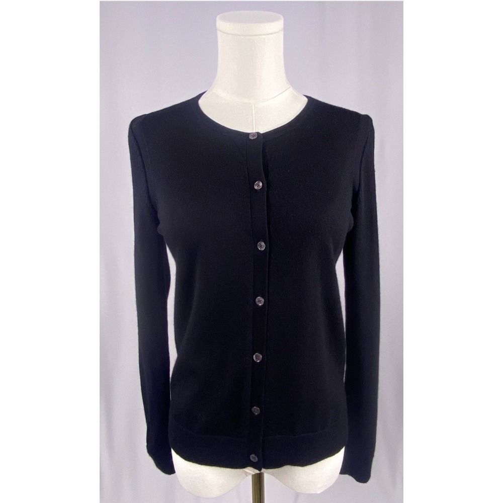 Gap Cardigan Sweater Womens M Black Extra Fine Merino Wool Button Up Preppy